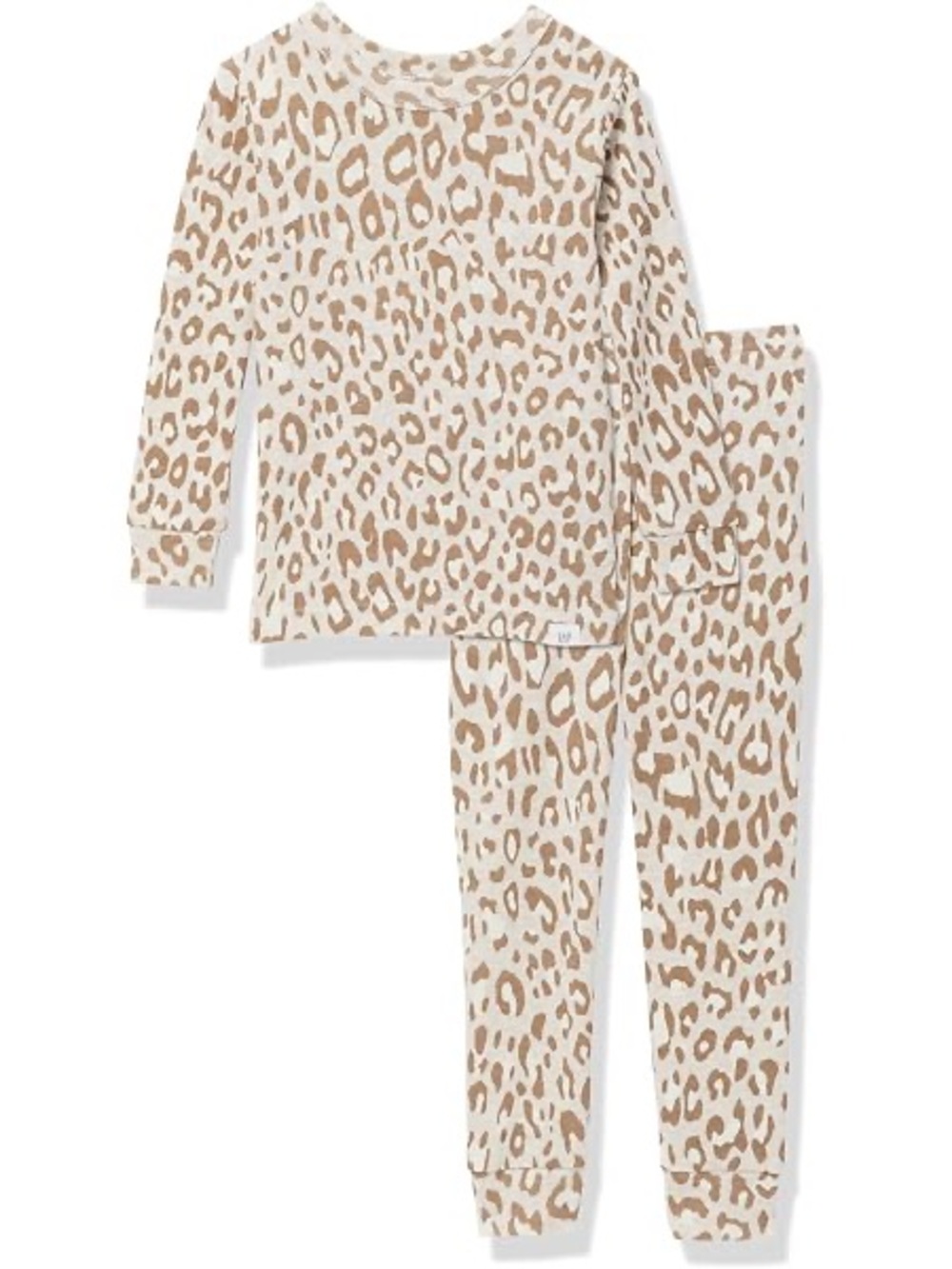 Gap Kids size 10 Girls Leopard Print Long Sleeve Pajama Set - Cream & Brown